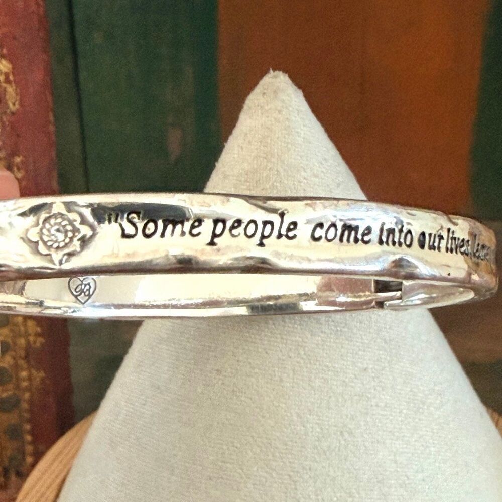 Brighton Silver-Plated Hinged Quote Bangle Bracelet - Picture 5 of 9